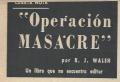 Portada de La "operación masacre". Un libro que no encuentra editor. Cuarta Nota.