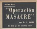 Portada de La "operación masacre". Un libro que no encuentra editor. Ultima nota
