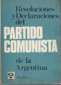 Portada de Resoluciones y declaraciones del Partido Comunista de la Argentina 1975