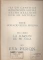 Portada de "Es un canto de redención social hecho realidad por su autora" dice Horacio Rega Molina del libro La razon de mi vida de Eva Perón